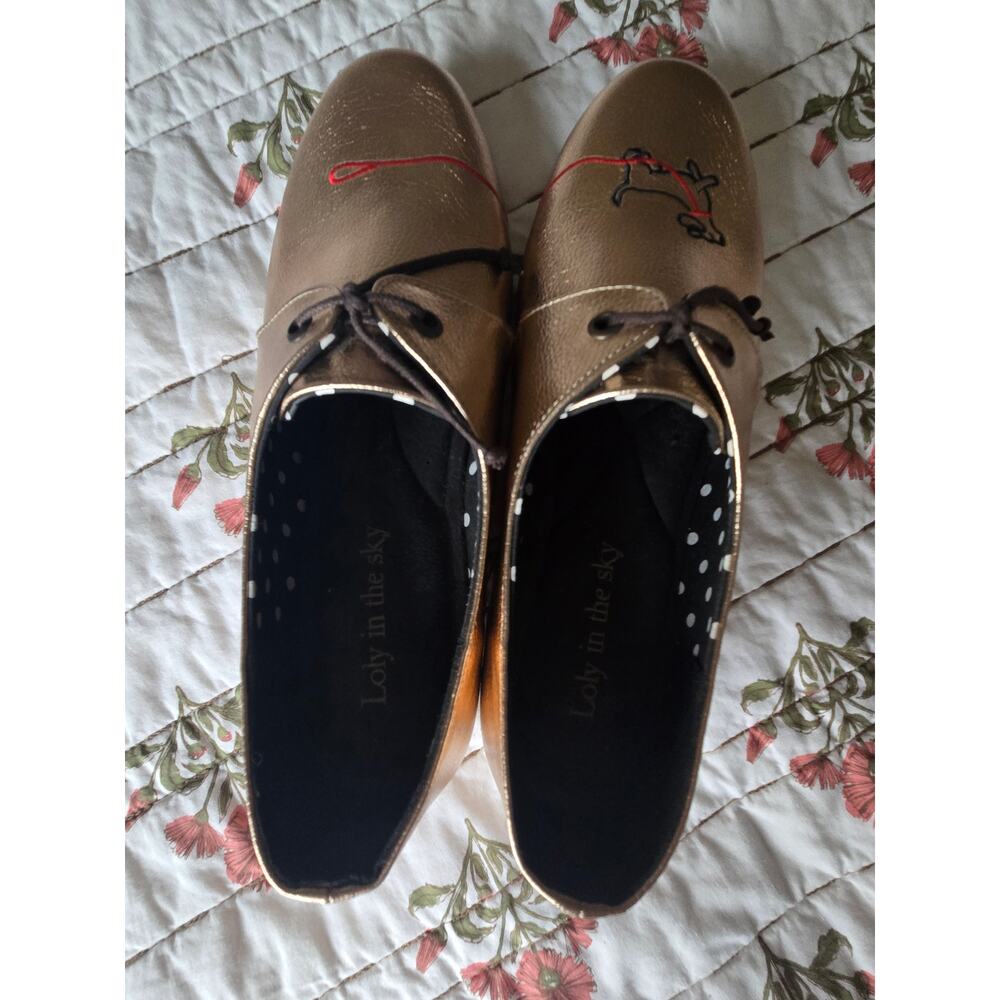LOLY IN THE SKY Coquette Copper Pebble Vintage Style Round Toe Loafers Size 9 - Picture 4 of 7